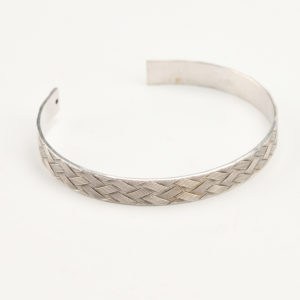 Cuff bracelet silver coated braid