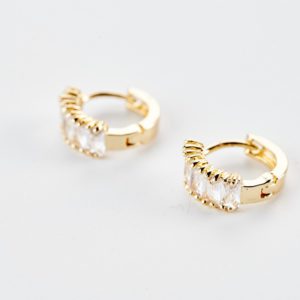 Golden hoops with rhinestones women's earrings