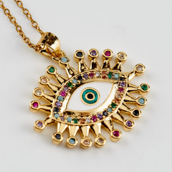eyes and gems necklace gold mond jewels
