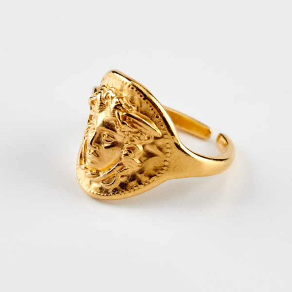 gold medusa ring face by mond jewels handmade