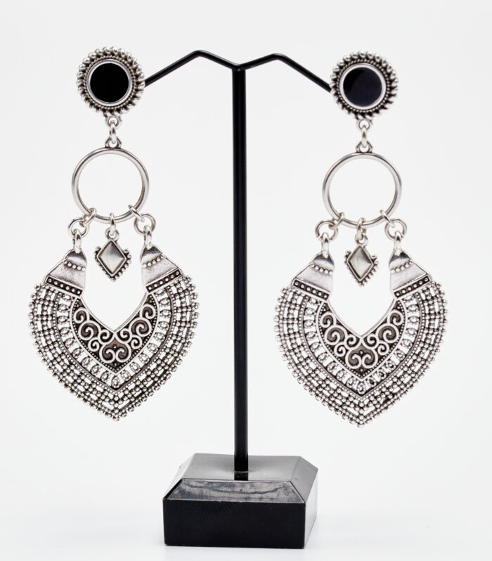 dancing hearts silver earrings