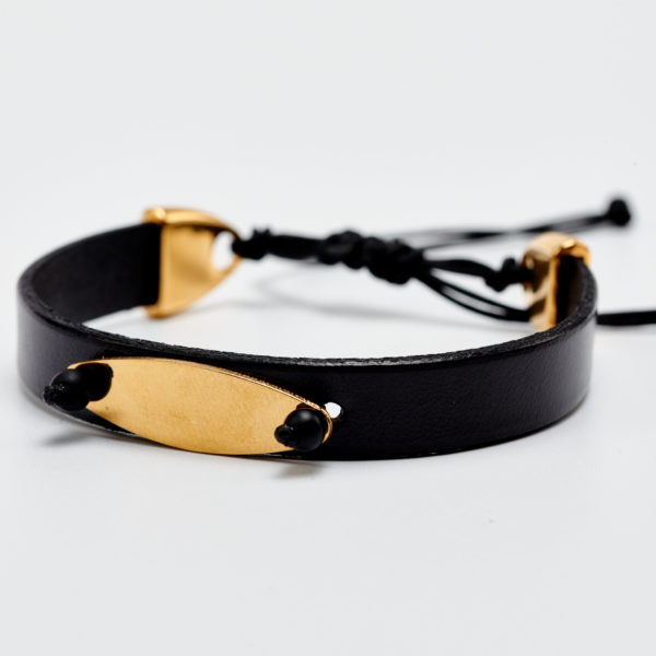 signal leather black bracelet with fold element