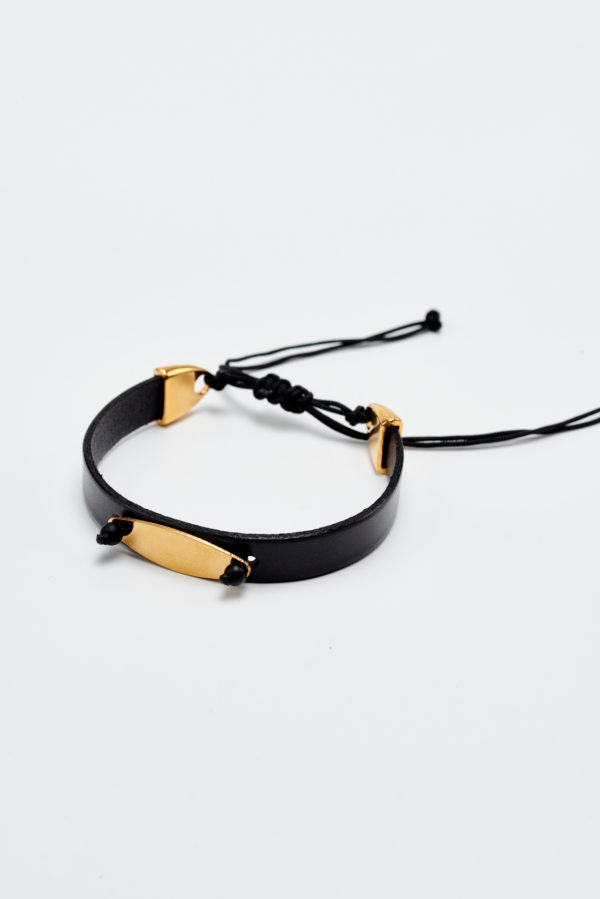 signal leather black bracelet
