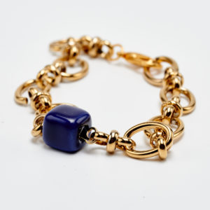 faithful chain gold bracelet with blue element
