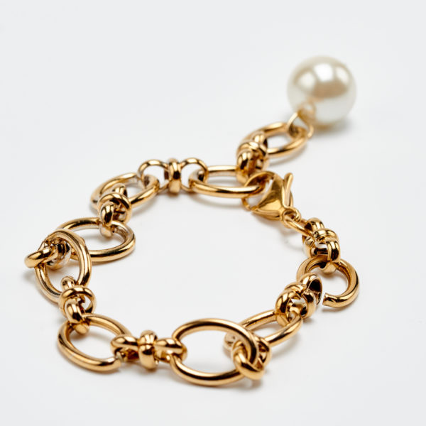 ring a peal gold chain bracelet with pearl