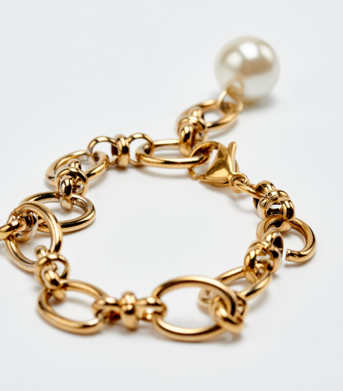 ring a peal gold chain bracelet