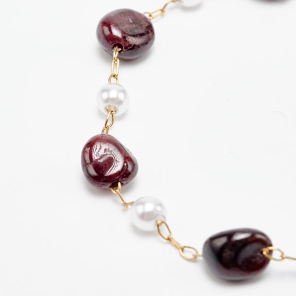 bliss Bordeaux bracelet with pearls and semiprecious stones