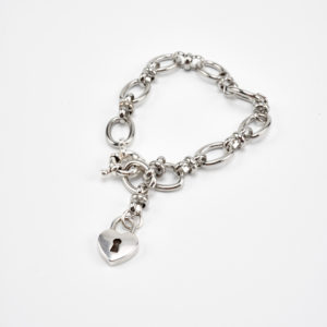 safe heart silver bracelet with lock