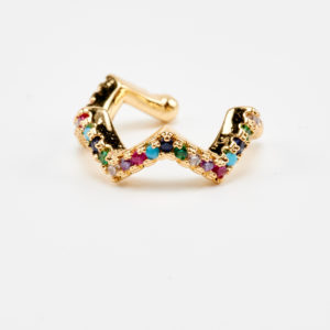 colourful geometry gold earcuff earrings