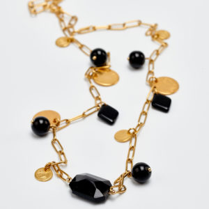 leston gold and black necklace