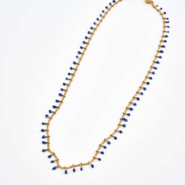 blue parade necklace gold