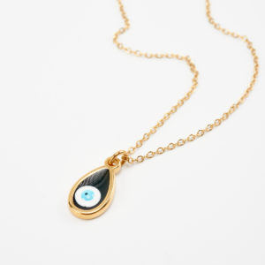 mati mou drop black and gold necklace