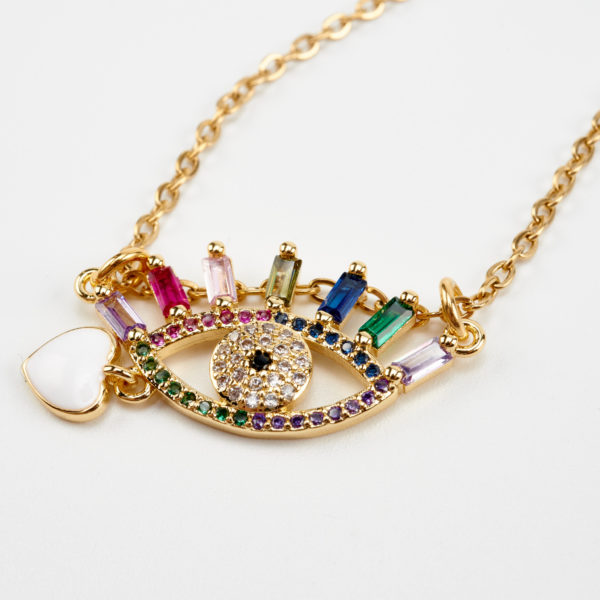 colourful life eye zircon gold necklace by mond jewels