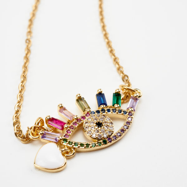 colourful life eye zircon gold necklace by mond jewels