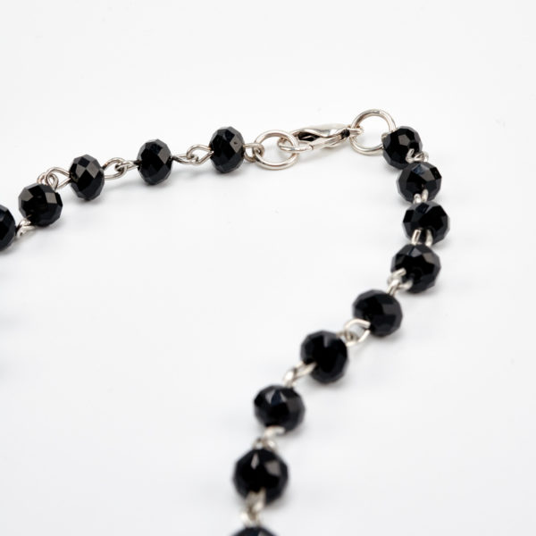 boho boho necklace silver with black rosary by mond jewels