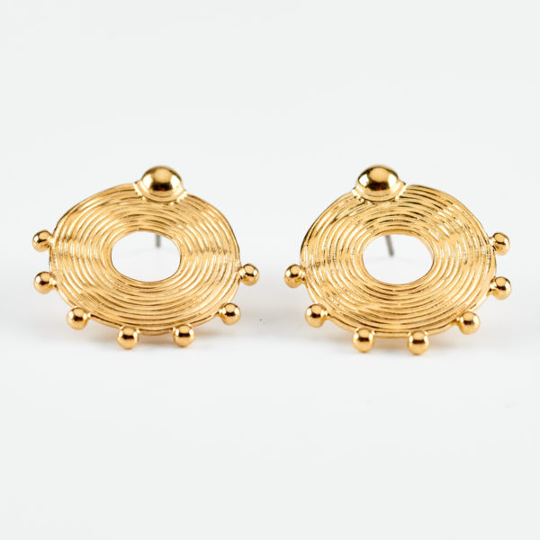 round in round gold earrings