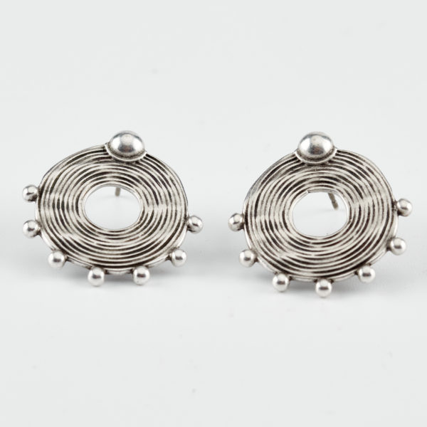 silver round in round earrings