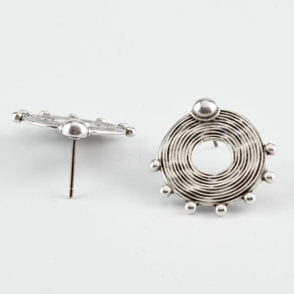 silver round in round earrings by mond jewels handmade