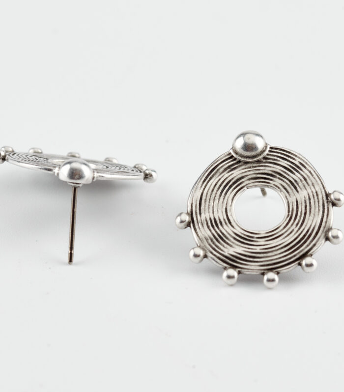 silver round in round earrings by mond jewels handmade