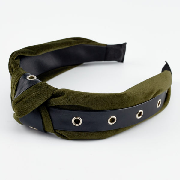 olia velvet olive green headband by mond jewels