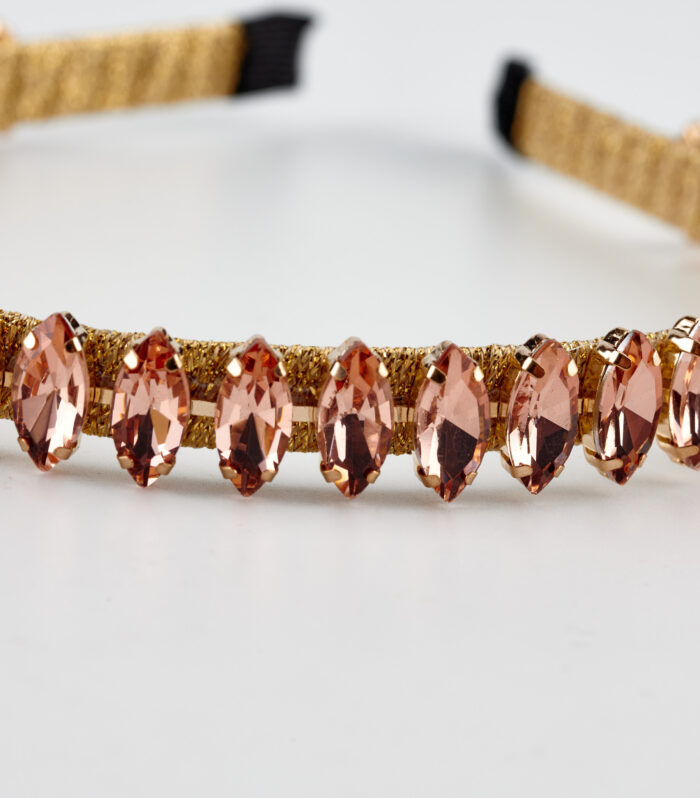 queen m headband by mond jewels in pink gold colour