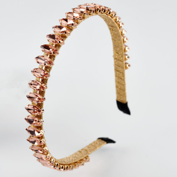 queen m headband by mond jewels in pink gold colour