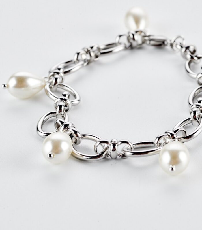 Βραχιόλι ασημί αλυσίδα με πέρλες
